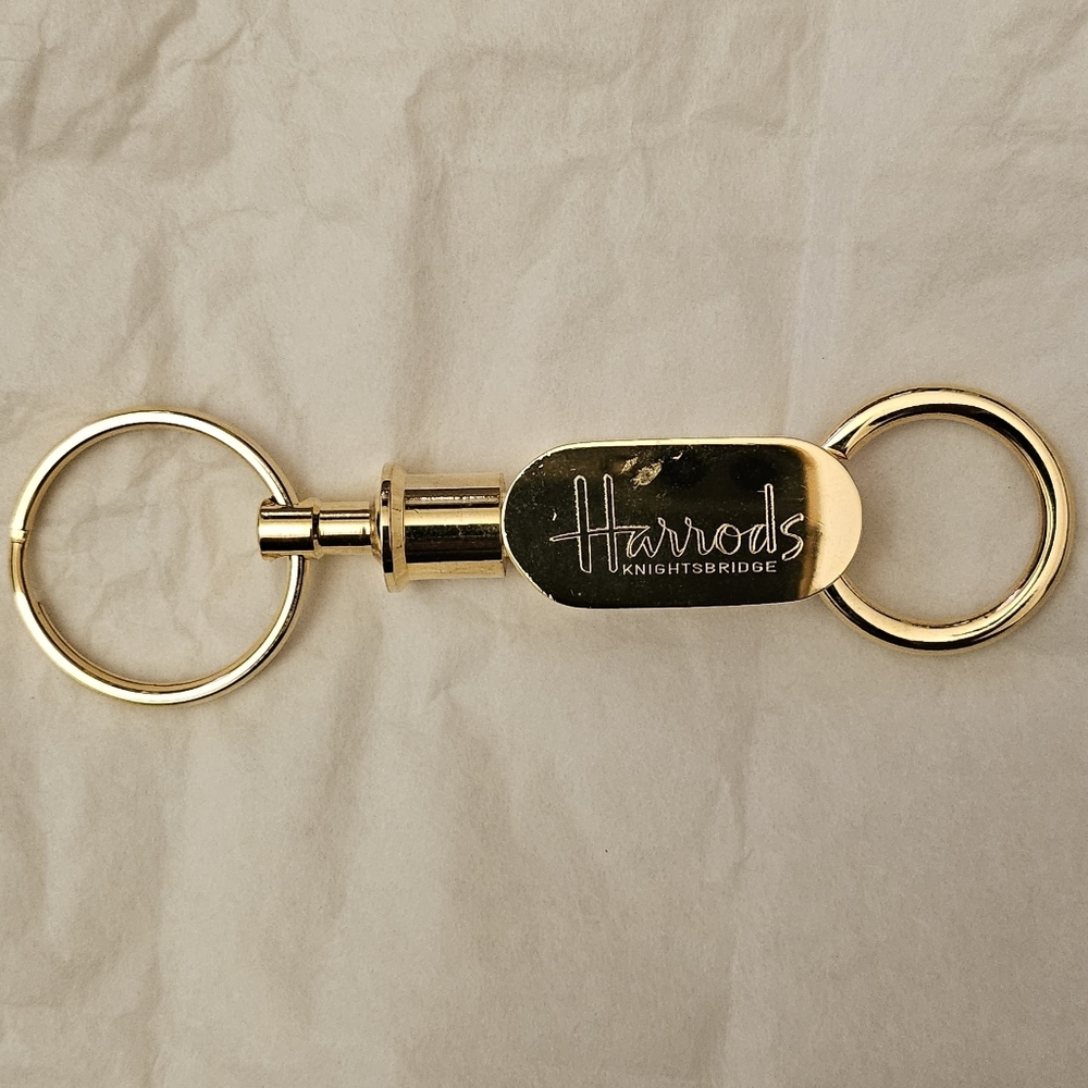 NEW Harrods Of London Valet Gold Tone Keychain